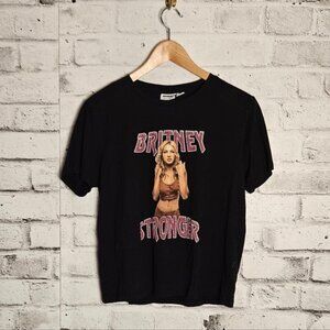 Britney Spears Stronger Graphic Tee Black Y2K Pop Icon Shirt L